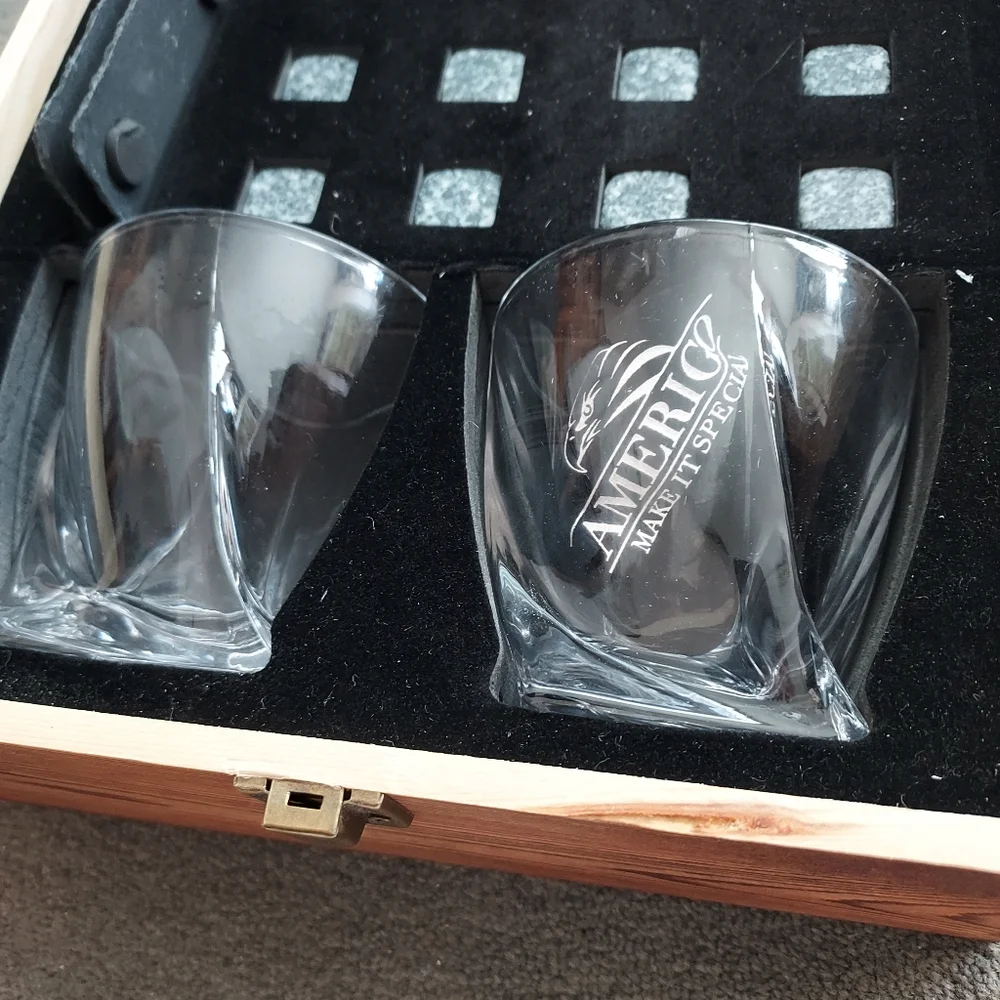 Amerigo Make It Special Whiskey Glasses Granite Ice Cube Stones Bar Happy Hour